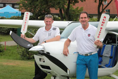 ie Veranstalter Thomas Gerres (re.) und Thorsten Rölleke(li.) „Take off zur Golf Woche Ruhr 2012“