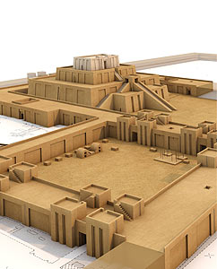Rekonstruktion eines Tempels in Uruk