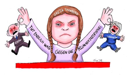 Scribbles: Jacques Tilly, Greta Thunberg,  Zeichnung, 2019 © Jacques Tilly  