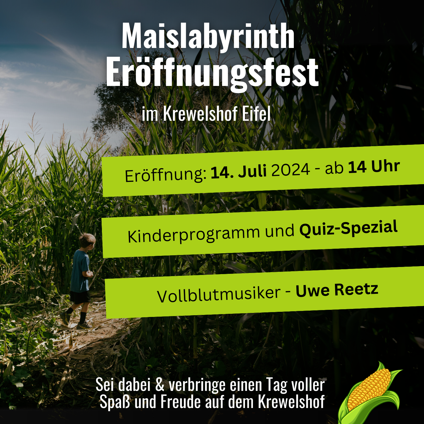 Eröffnungsfest: XXL-Maislabyrinth auf dem Krewelshof Eifel